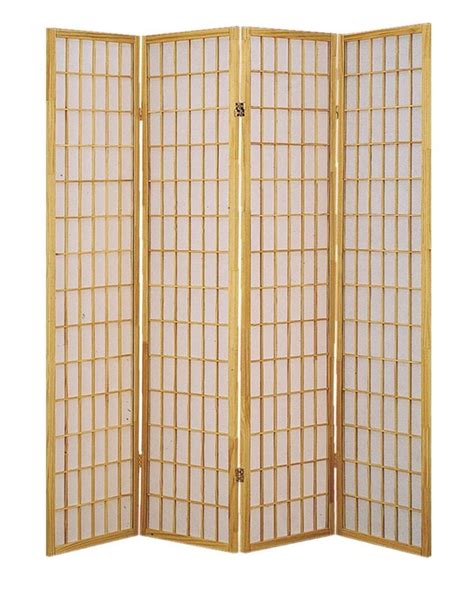 Asia Direct 531 4 4 Panel Natural Finish Wood Rice Paper Room Divider