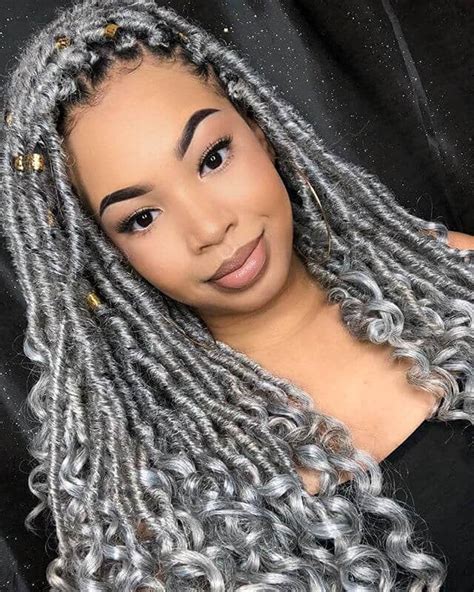 Medium Length Silver Curly Crochet Braids Box Braids Hairstyles African Braids Hairstyles