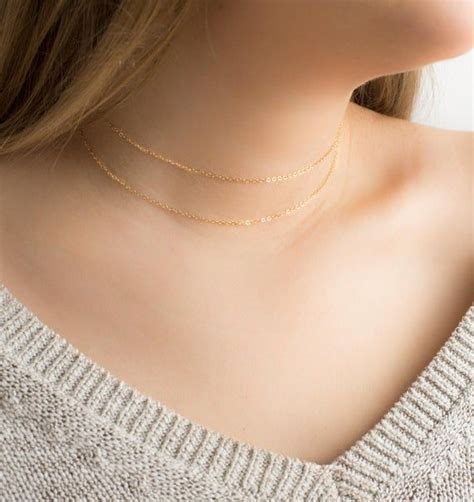 Dainty Choker Necklace Gold Layering Necklace Simple Etsy In