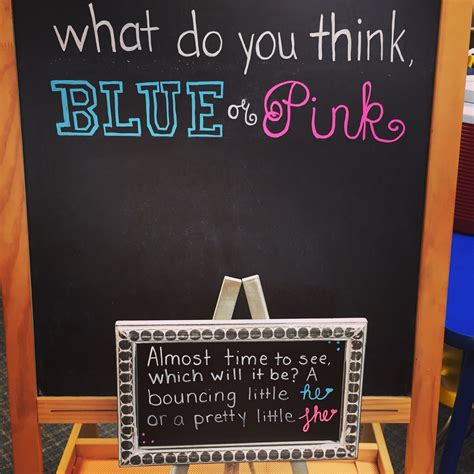 Gender Reveal Chalk Board Sign What Do You Think Blue Or Pink