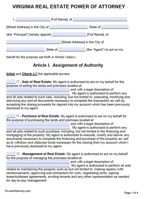 Free Virginia Power Of Attorney Forms PDF Templates