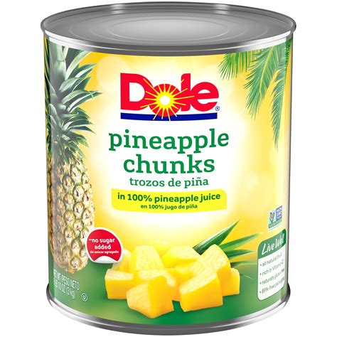 Dole Canned Fruit Chunks In 100 Pineapple Juice Pineapple 106 Oz Can