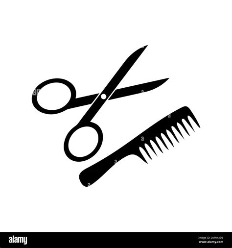 Comb And Scissors Icon Scissors Hairbrush Vector Illustration Hair