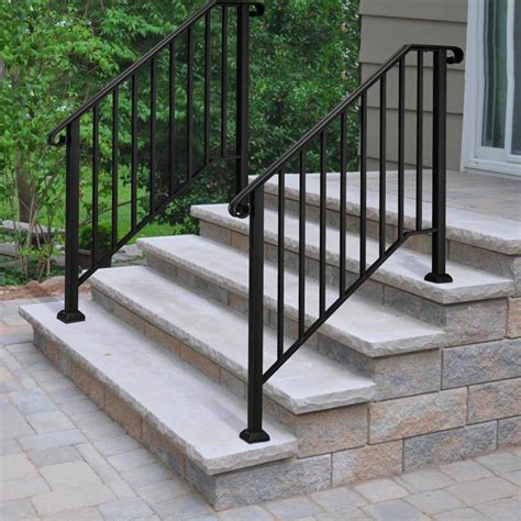 Iron Step Handrail Stair Railing Fit 3-4 Step Handrail Outdoor Deck