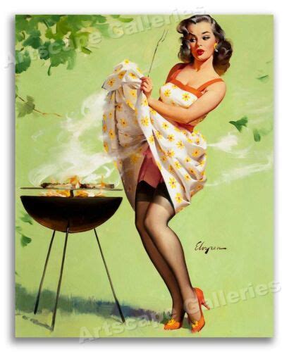 Elvgren Sexy Pin Up Girl Smoke Screen Cook Out Poster 20x24 Ebay