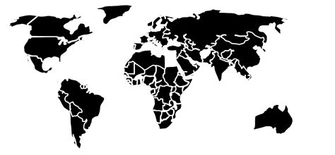 black and white world map with countries labeled