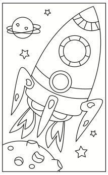 These free coloring pages consist of a rocket ship launching into outer space, an astronaut, stars, planets, satellites, an alien, a ufo and more. Vehicles - Ice Water Press | Space coloring pages, Space crafts, Space theme classroom