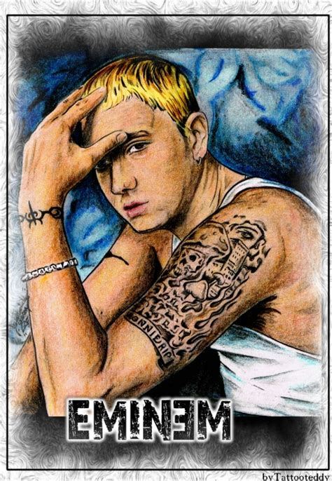 Eminem Portrait Showng His Left Arm Tattoos Tattoomagz › Tattoo
