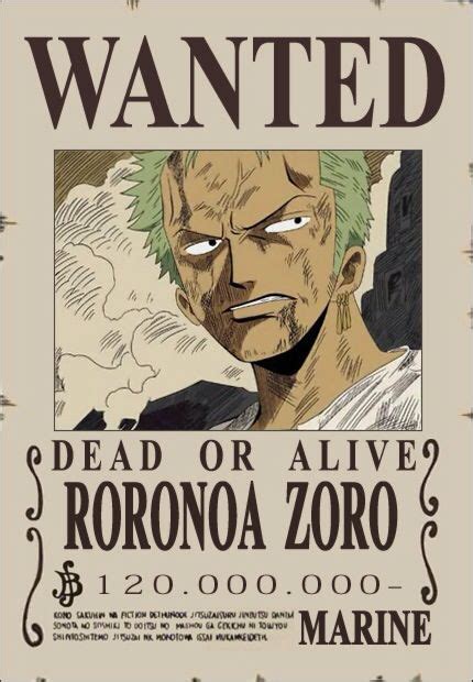 Zoro Wanted Poster Manga Anime One Piece One Piece Logo One Piece