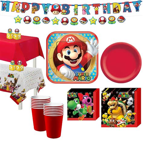 Super Mario Tableware Party Kit For 16 Guests Kids Birthday Party