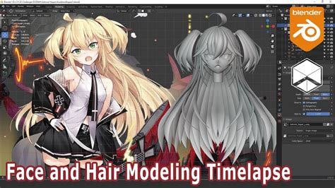 [free model] blender anime 3d modeling face and hair admiral hipper azur lane timelapse nhij