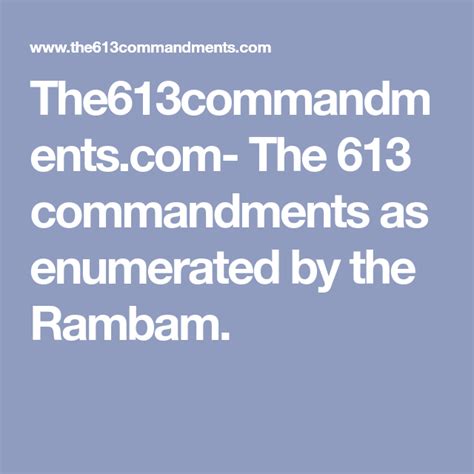 The 613 Commandments As Enumerated By The