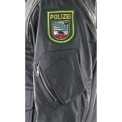 New German Military Issue Police Leather Jacket Black 167504