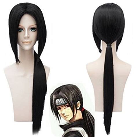 Naruto Akatsuki Uchiha Itachi Black Long Straight Cosplay Wig 80 Cm
