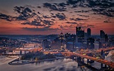 Bilder Pittsburgh Pennsylvania Vereinigte Staaten Brücken Abend Haus