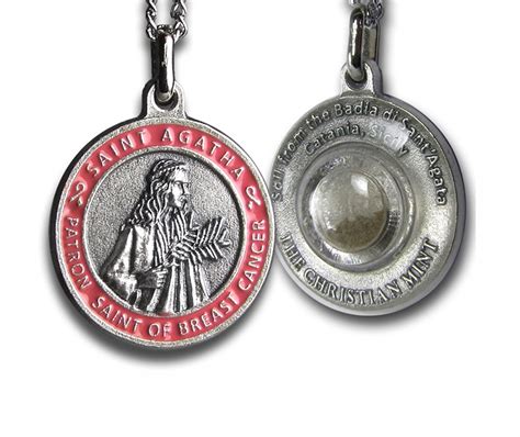 St Agatha Patron Saint Of Breast Cancer Medal With Capsule Of Catania