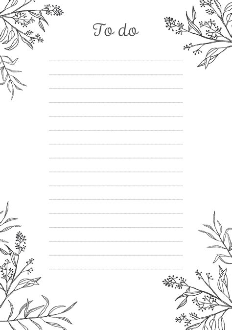 Pretty And Simple Black And White To Do List Free Printable Downloads