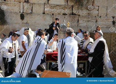 Bar Mitzvah Ceremony At The Western Wall In Jerusalem Editorial Photo