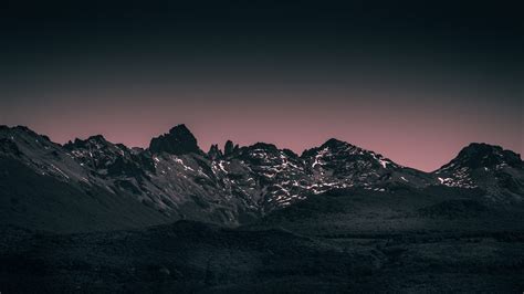 Скачать 1920x1080 горы пейзаж сумерки вечер небо фиолетовый обои