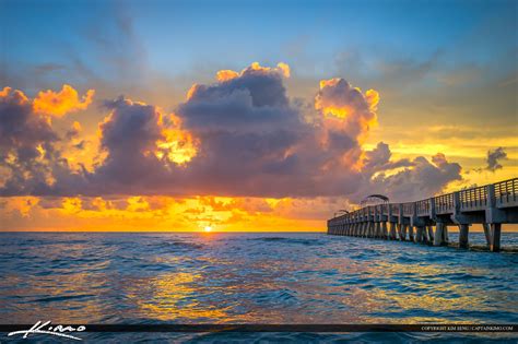 Lake Worth Fishing Pier Sunrise Over Atlantic Ocean Hdr Photography
