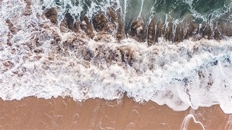 Download Wallpaper 1920x1080 Waves Foam Aerial View Beach Sand Full