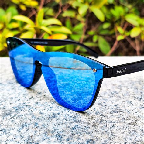Key West Unisex Rimless Mirror Reflective Sunglasses Blue Lens Kiwikool Co