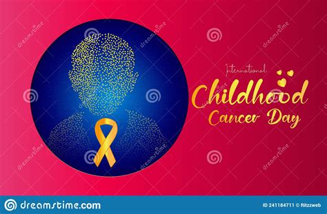 Childhood Cancer Day Image With Cancer Awareness Golden Ribbon Stock