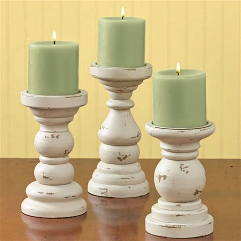 Park Designs Southport Short Wooden Candle Holders Set Of 3 Pillar