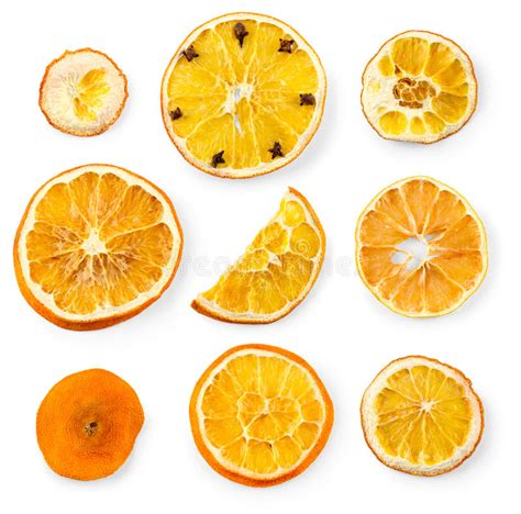 Set Of Dried Slices And Half A Slice Of Orange And Lemon Stock Photo