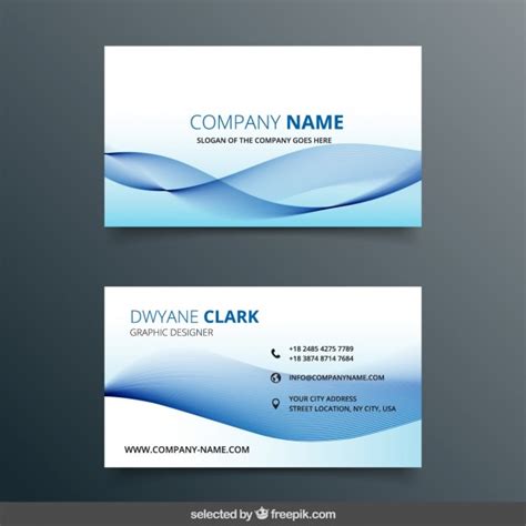 Free Vector Blue Wavy Business Card