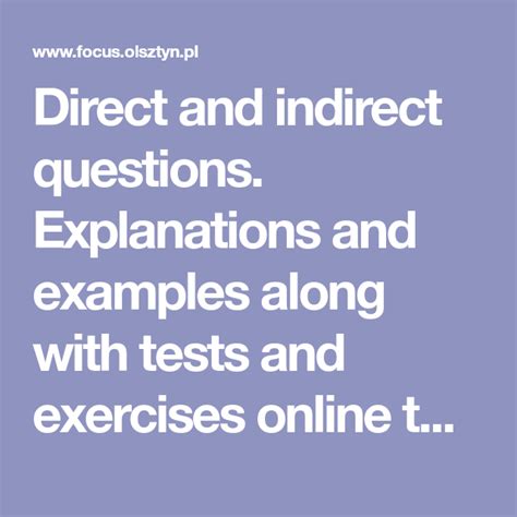 Direct And Indirect Questions Explanations And Examples Along With