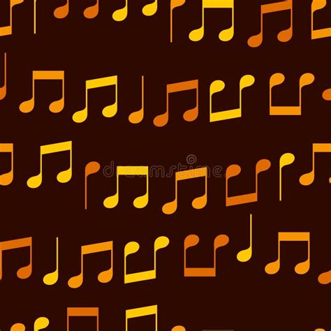 Simple Golden Music Notes On Dark Brown Seamless Pattern Vector Stock