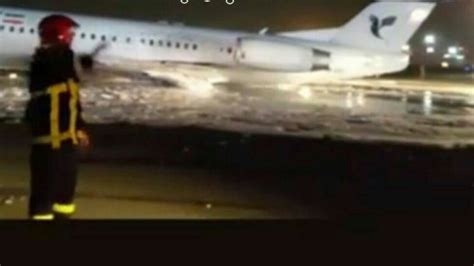 فرود بدون چرخ یک هواپیمای مسافربری ایران در مهرآباد