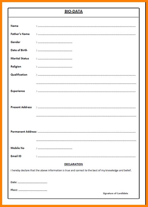 50+ sample application form templateswhat is an application form?apply now: Format Of Biodata For Job Pdf Luxury Sample Of Biodata For ...