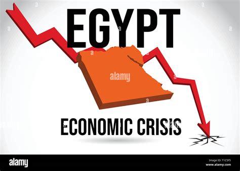 Egypt Map Financial Crisis Economic Collapse Market Crash Global Meltdown Vector Illustration