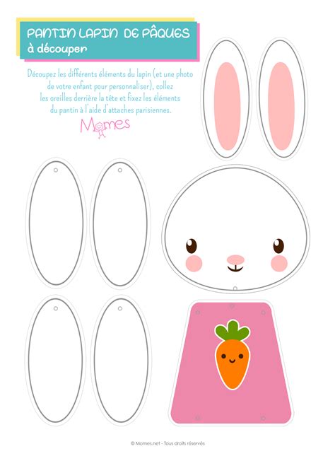 Coloriage lapin de pâques : Les pantins lapins de Pâques - Momes.net
