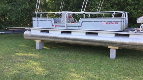 How To Get Pontoon Boat Off Of Trailer Onto Blocks Part 3 Youtube