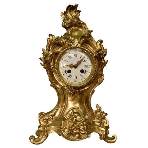 French Gilt Brass Mantel Clock Renaissance Antiques