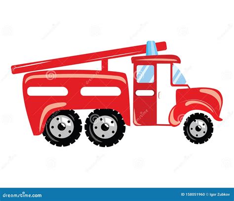 A Cartoon Fire Truck Vector Illustration Of Emergency Service Drawing