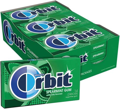 Wrigleys Orbit Spearmint Sugarfree Chewing Gum 14 Piece Pack Box Of 12