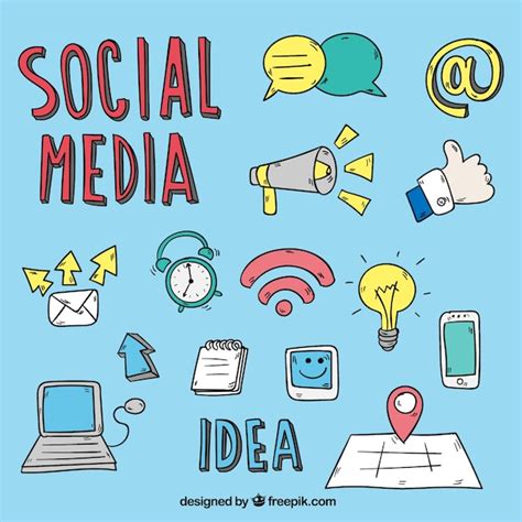 Collection Of Social Media Drawings Vector Free Download