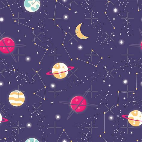 Universe With Planets And Stars Seamless Pattern Cosmos Starry Night