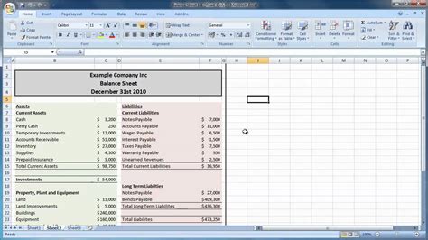 Balance Sheet Template Excel — Db