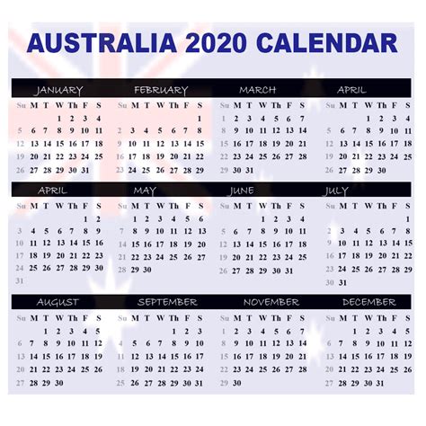 Calendar 2020 Australia