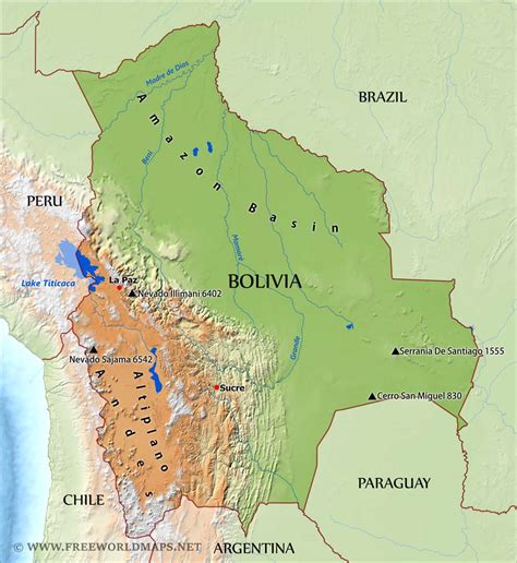 Bolivia Physical Map