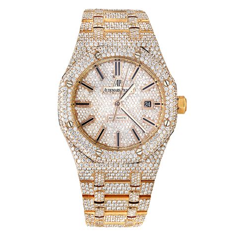 It is fitted with a orange rubber strap and. Diamond Audemars Piguet Royal Oak 41mm Full Pave Dial ...