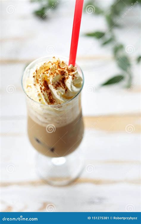 Coffee Dessert Iced Coffee With Whipped Cream Stock Image Image Of