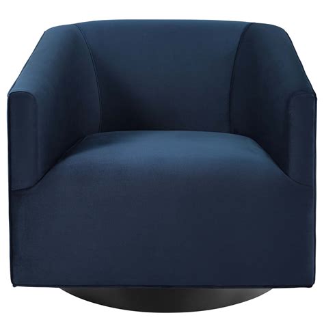 Twist Accent Lounge Performance Velvet Swivel Chair Midnight Blue In