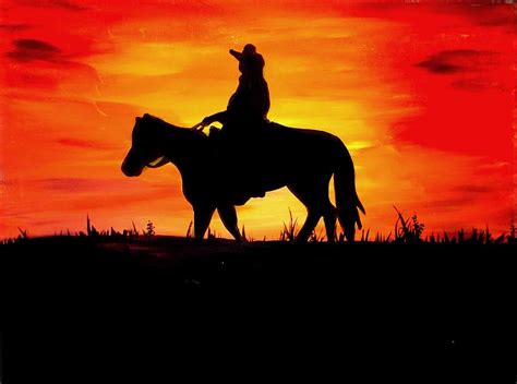 Sunset Cowboy Painting By Marisela Mungia Fine Art America