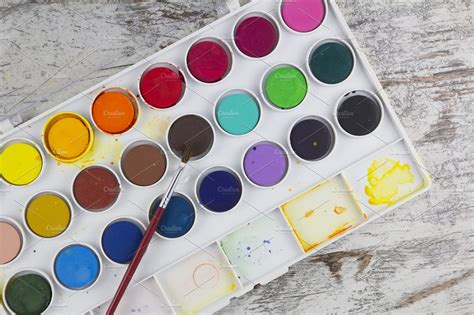 Watercolor Palette High Quality Arts And Entertainment Stock Photos